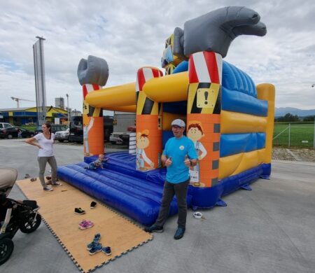 Hüpfburg Baustelle + Rutsche